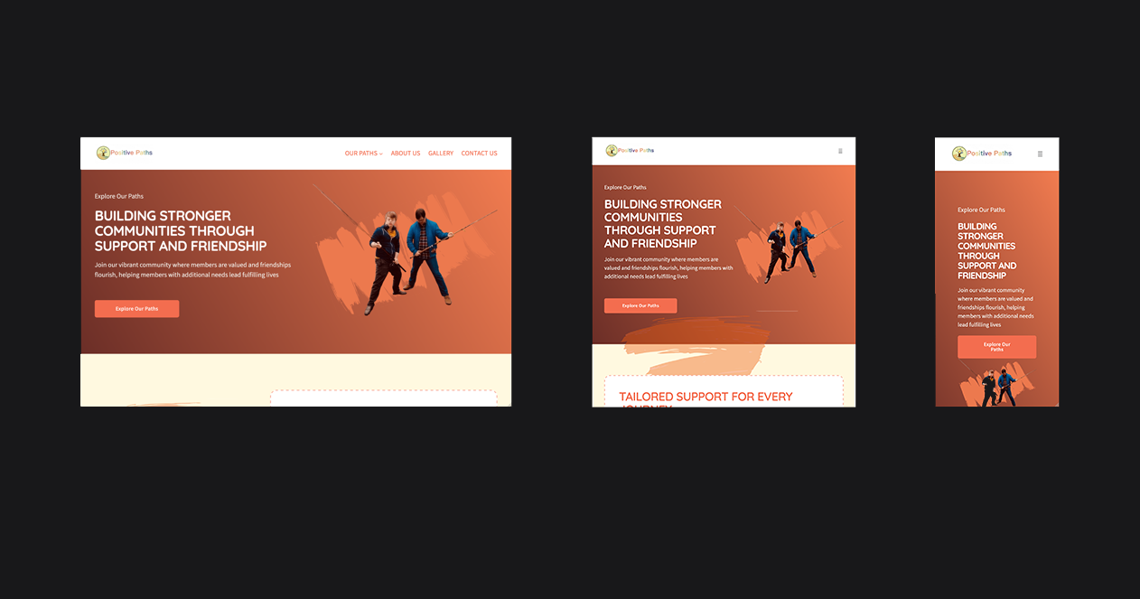 Responsive website at different screen sizes