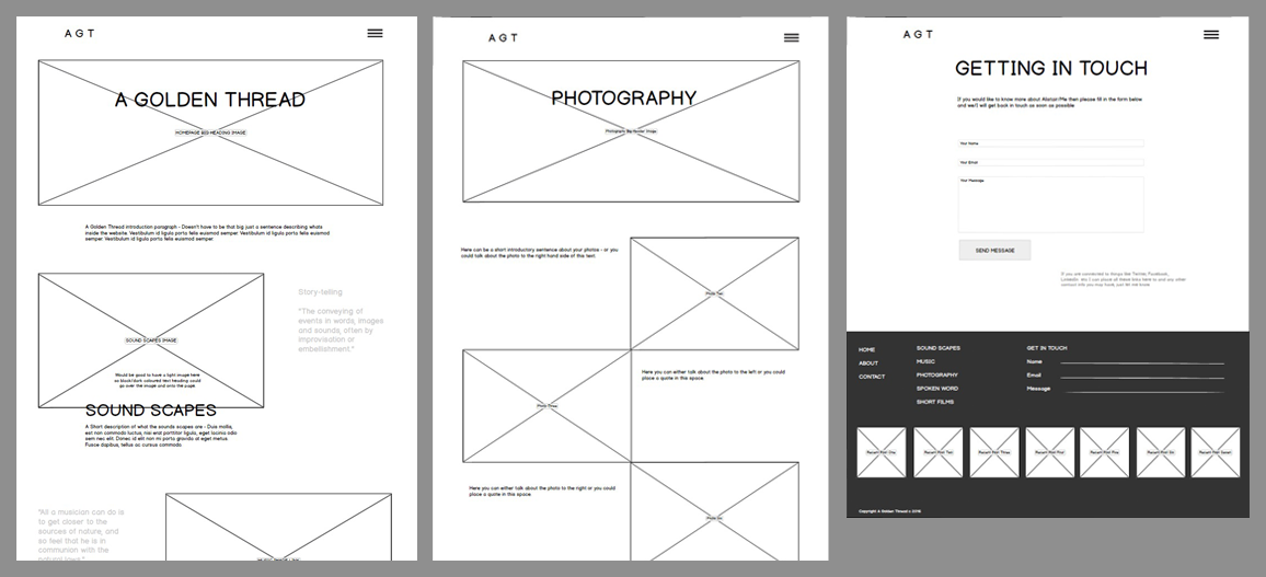 Golden Thread wireframes