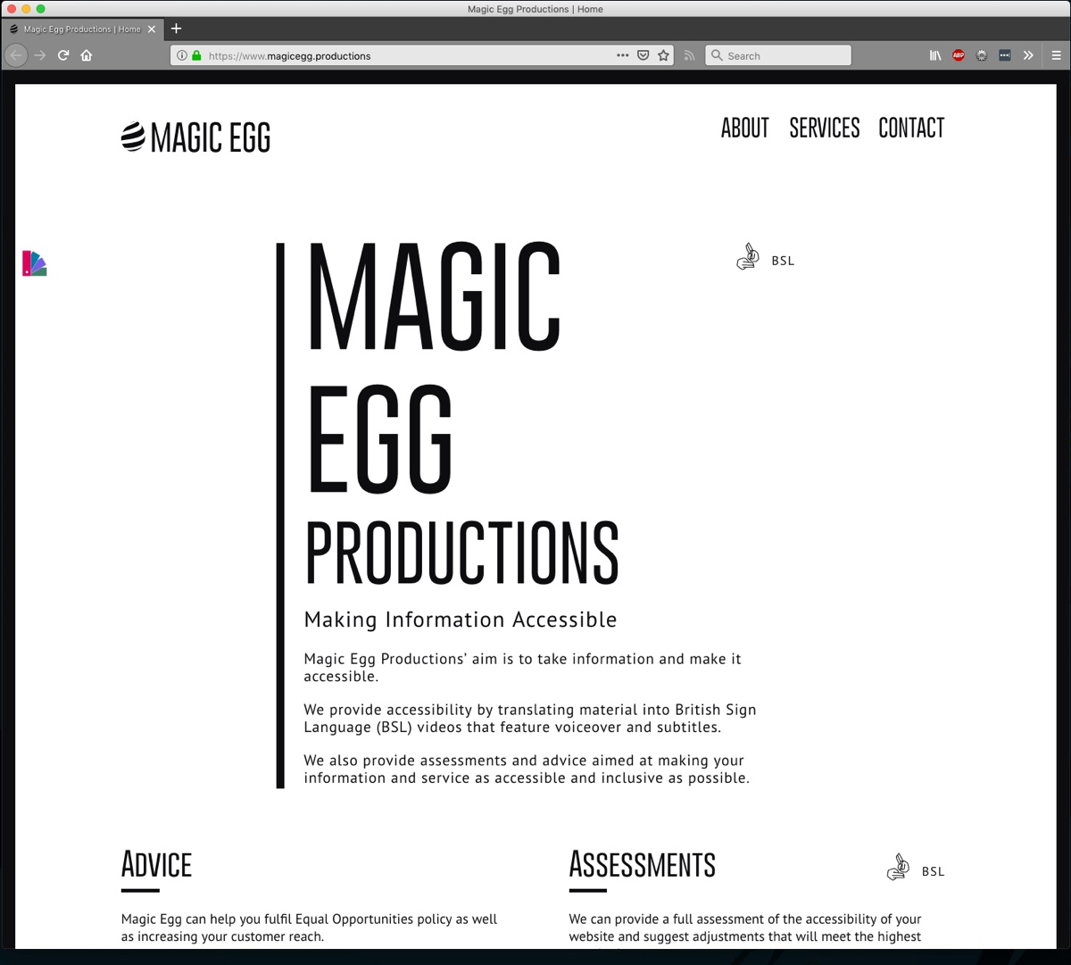 Image of the Magic Egg Homepage