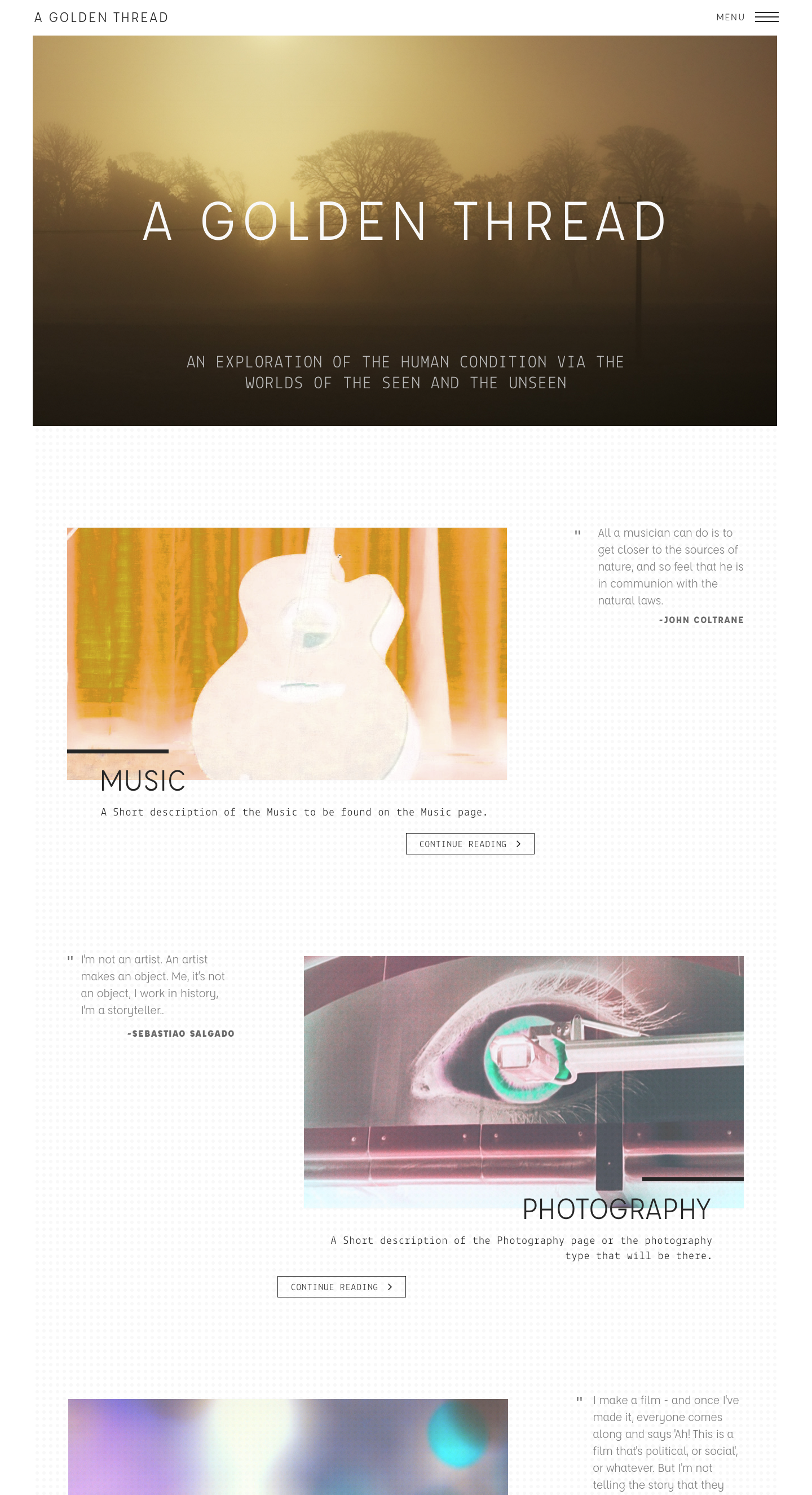 Golden Thread webpage mockup