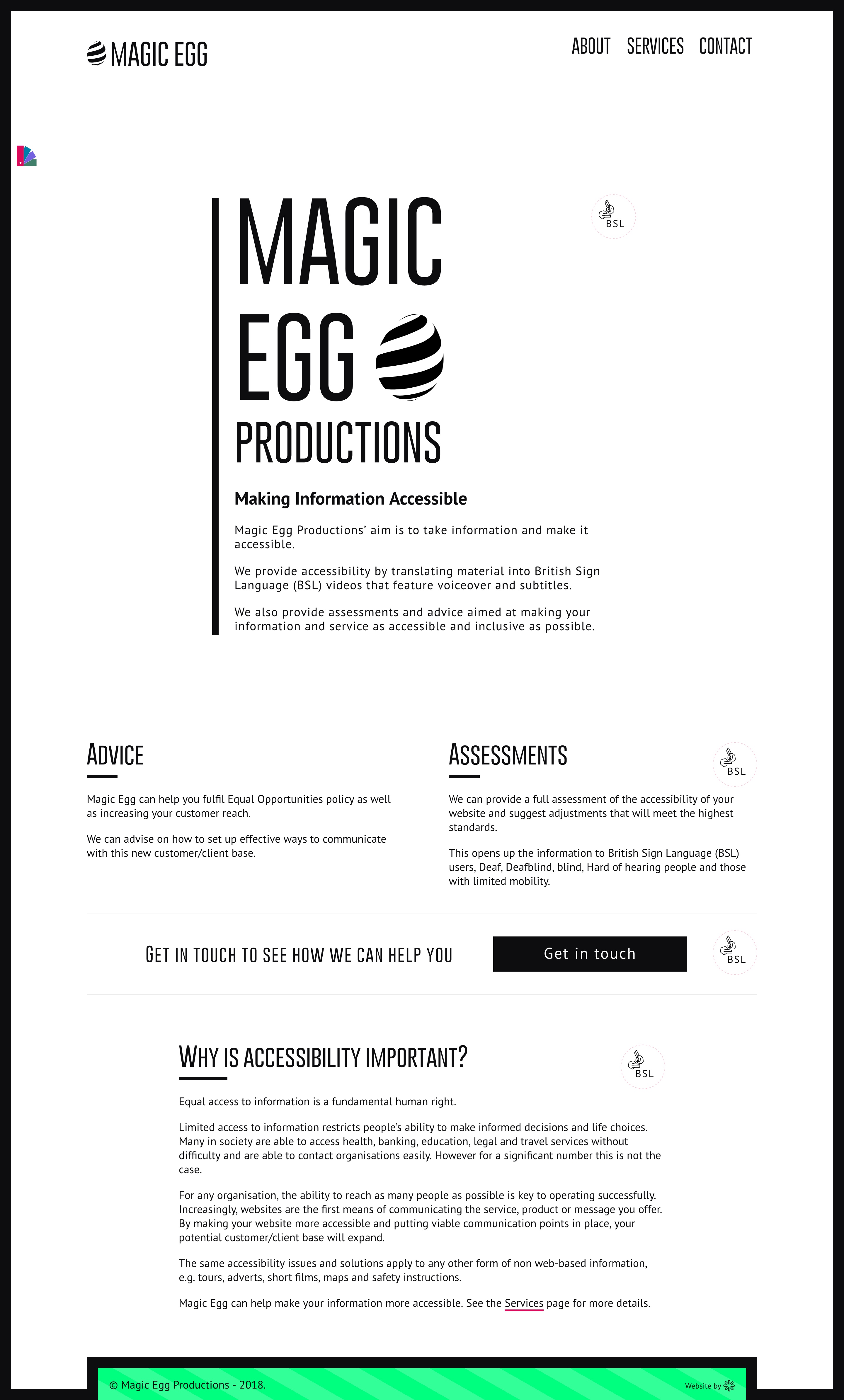 Magic Egg webpage mockup