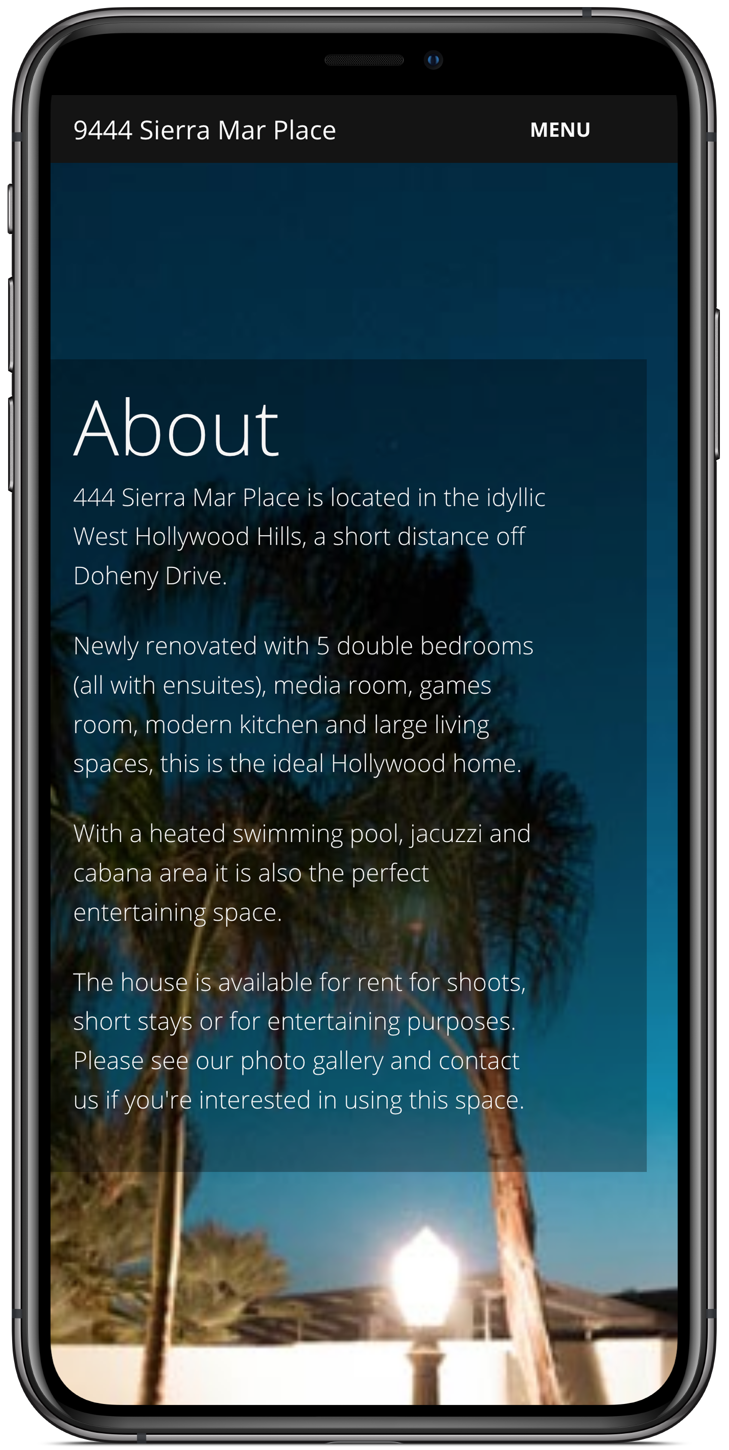 Dee's website on an iPhone X