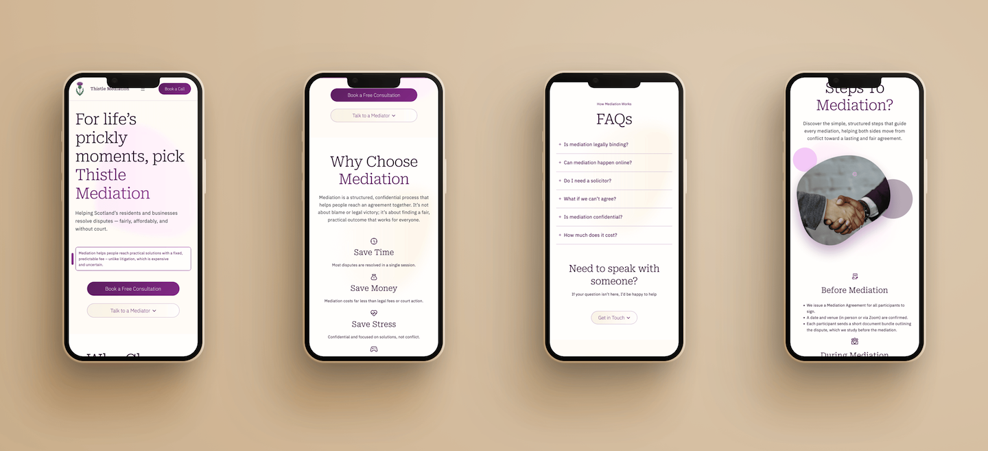 Thistle Mediation website on iPhone devices