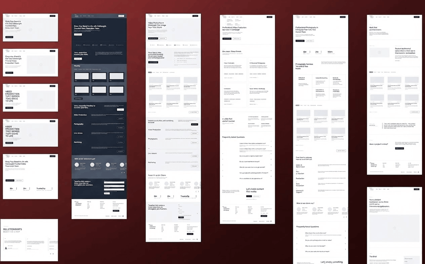 Video Production Edinburgh website wireframes