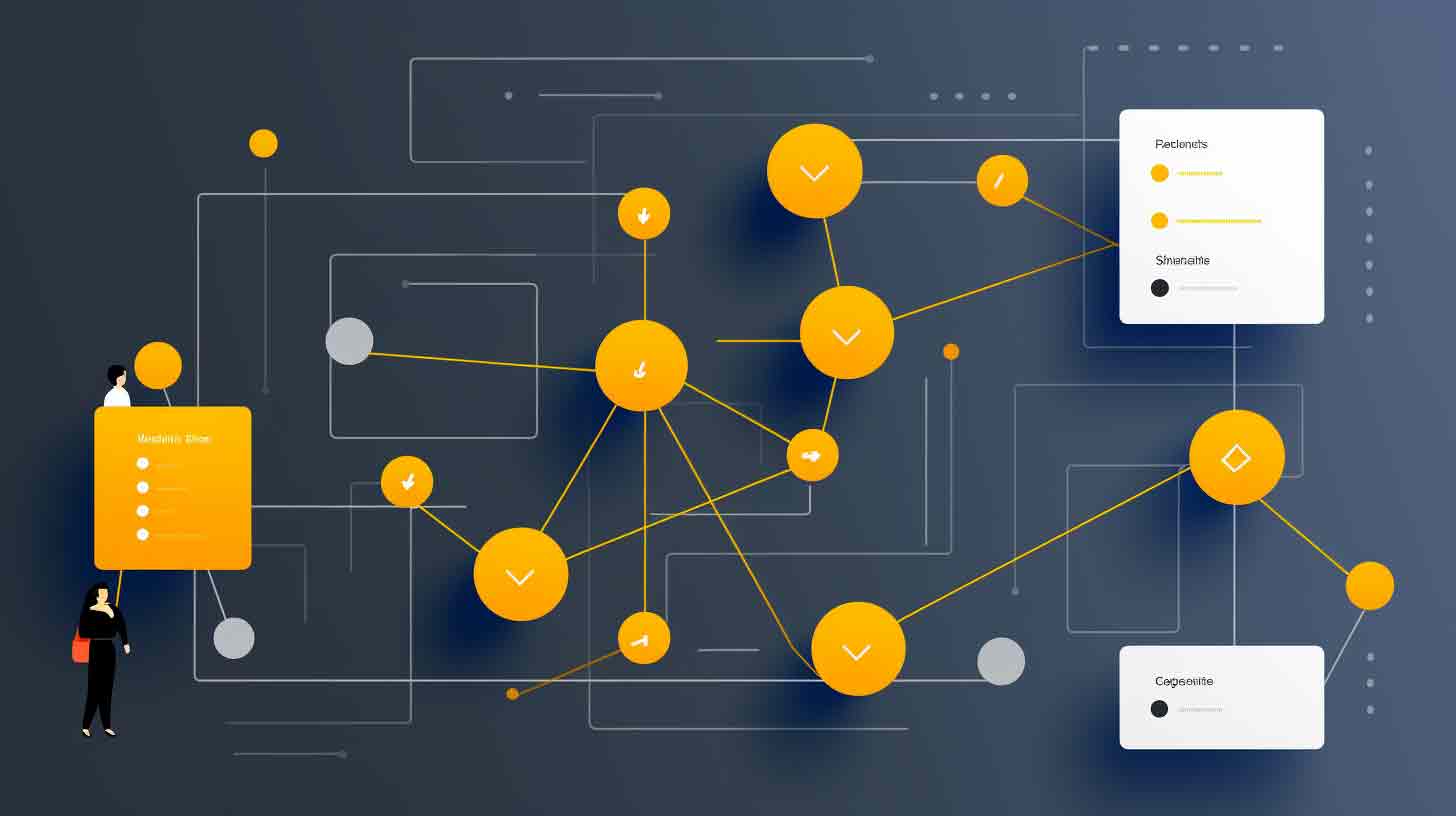 a 3D illustration of a sitemap for a shopping website